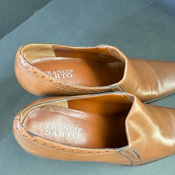 Franco Sarto Womens size 10 Square Toe Western Leather Bootie Heel Brown - Picture 9 of 10